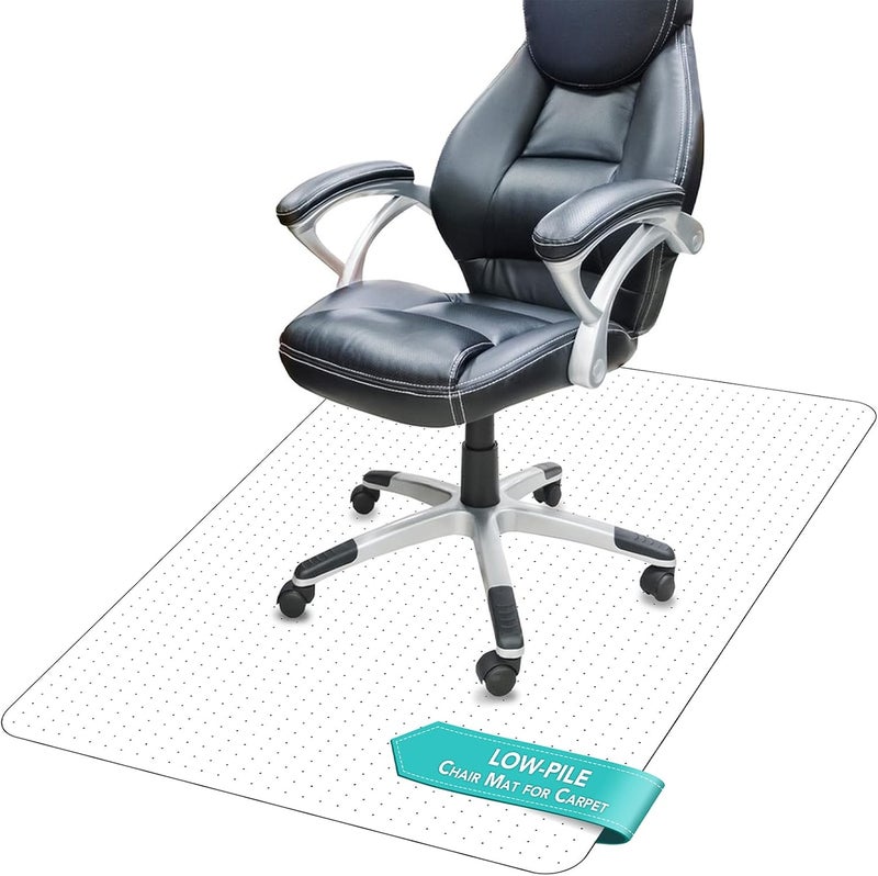 TONOS Thickened Chair Mat for Carpet- Low Pile Carpet Protector for Office Computer Desk Chair. Heavy Duty Desk Chair Mat for Carpeted Floors. Clear (Rectangular, 3mm Thick- 48x36) - Image 1